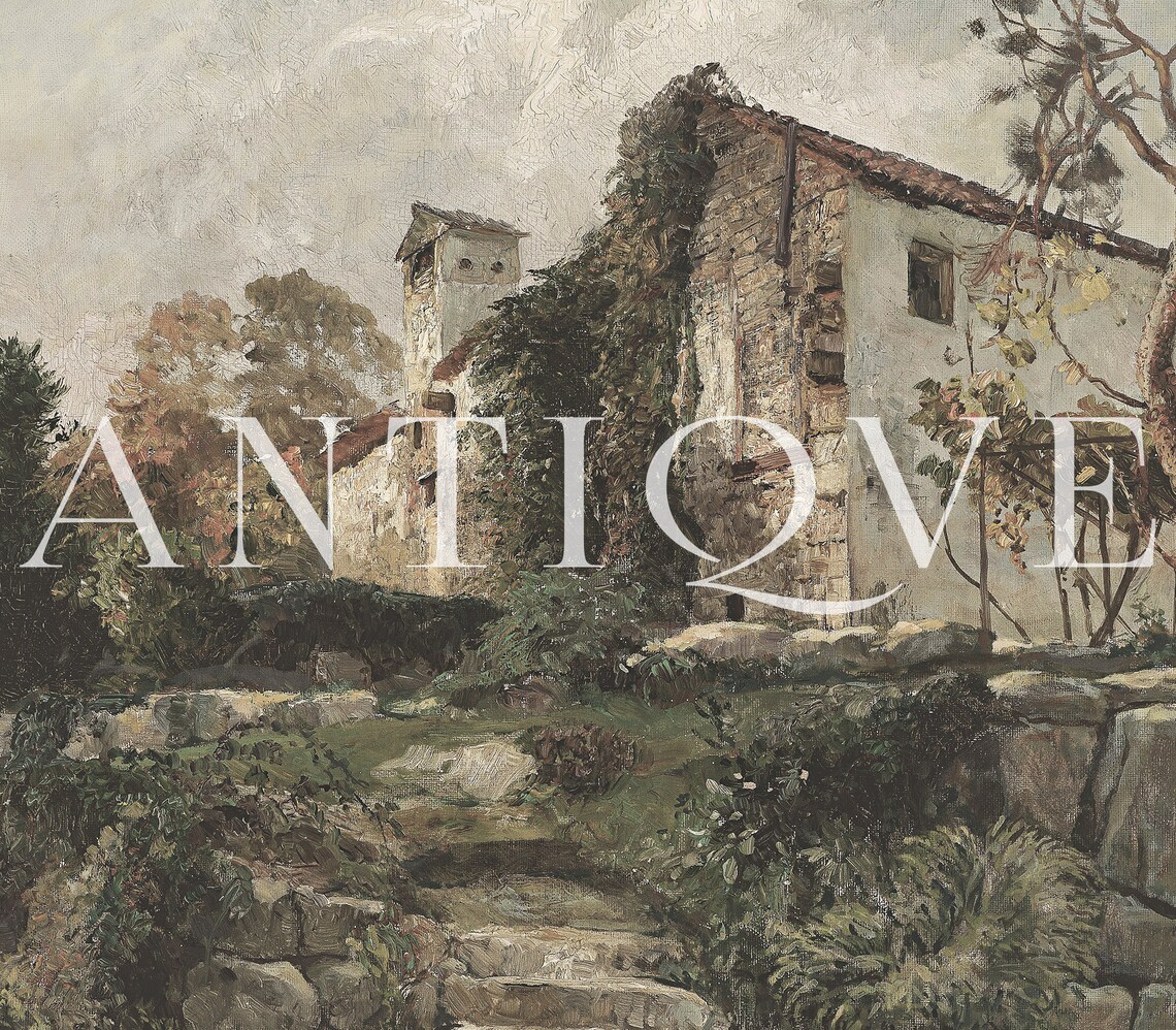 Farmhouse Vintage Oil Painting Cottage Decor - Image 4