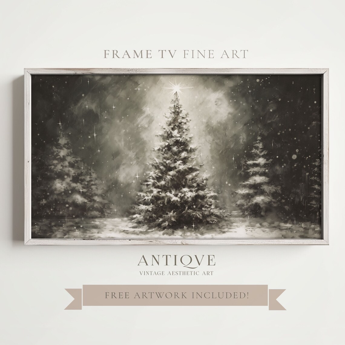Winter Snowy Landscape Art Print, Rustic Christmas Decor - Image 2