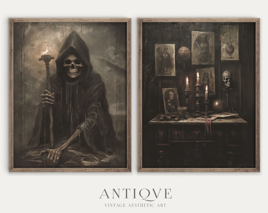 Halloween Gallery Wall, Dark and Moody Gothic Decor - Image 3