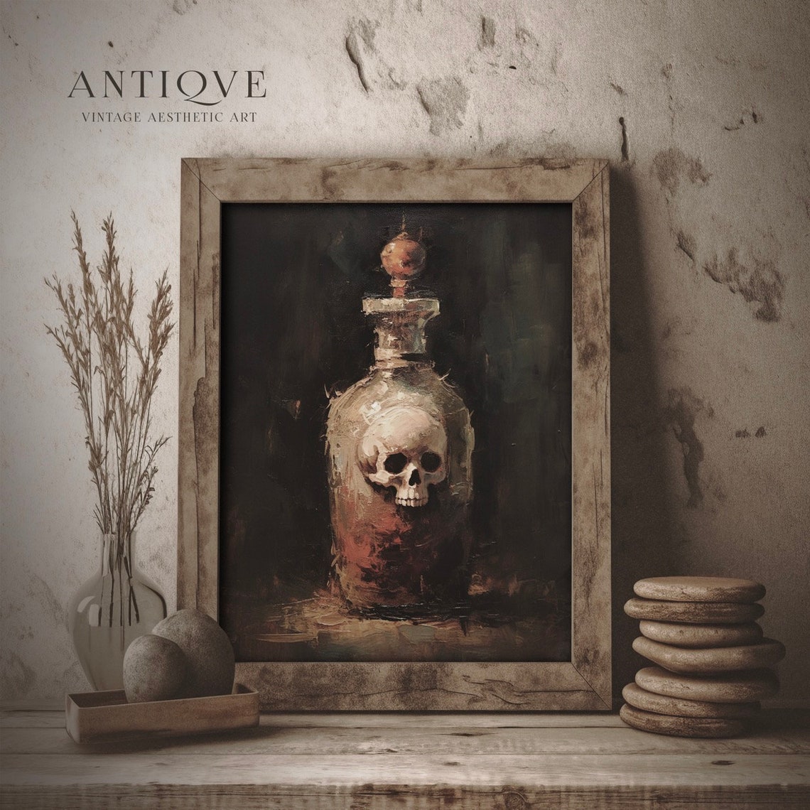 Gothic Apothecary Bottle Skull Dark Academia Vintage Oil Poster - Image 3