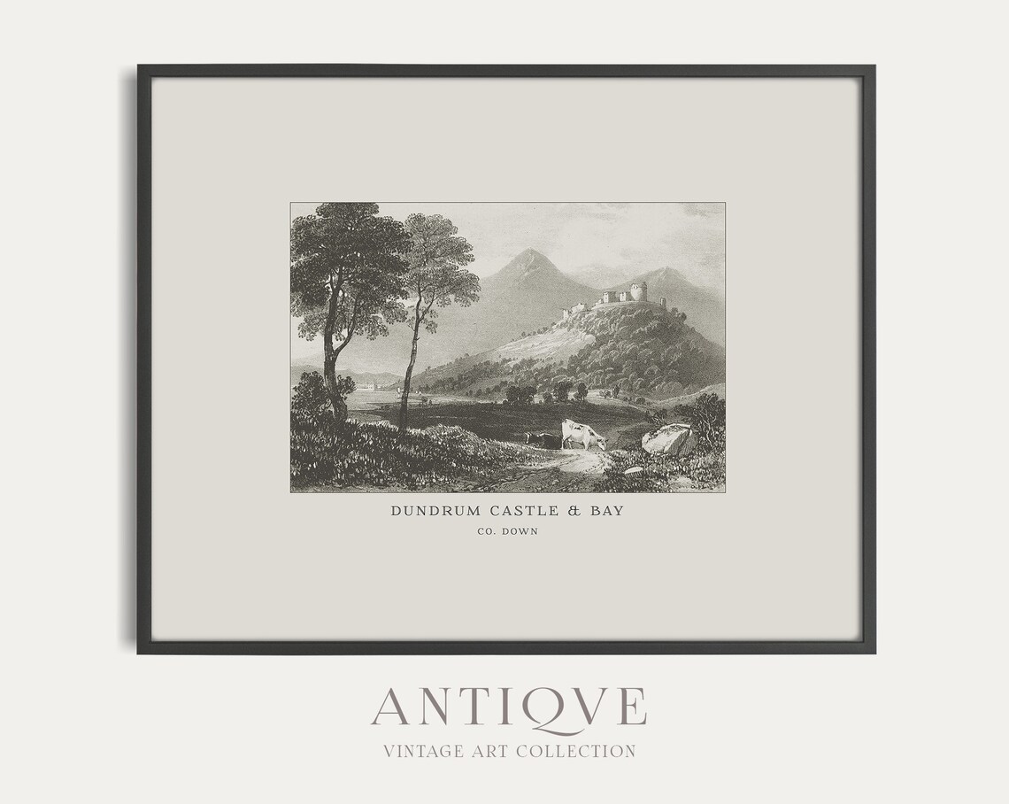 Dundrum Castle Bay, Co Down Vintage Engraving Print