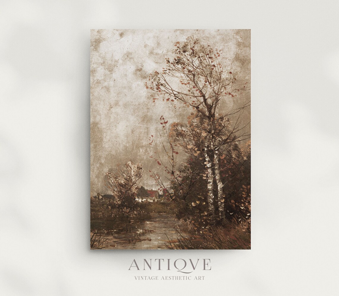 Moody Autumn Woods Trees Rustic Art Print - Image 4