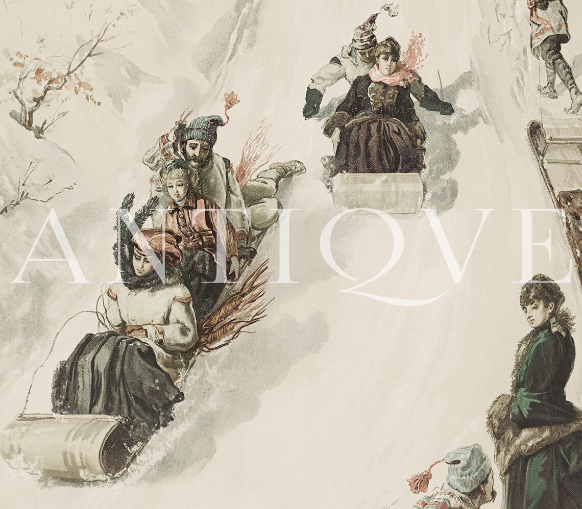 People In The Snow Winter Decor Art Print - Image 3