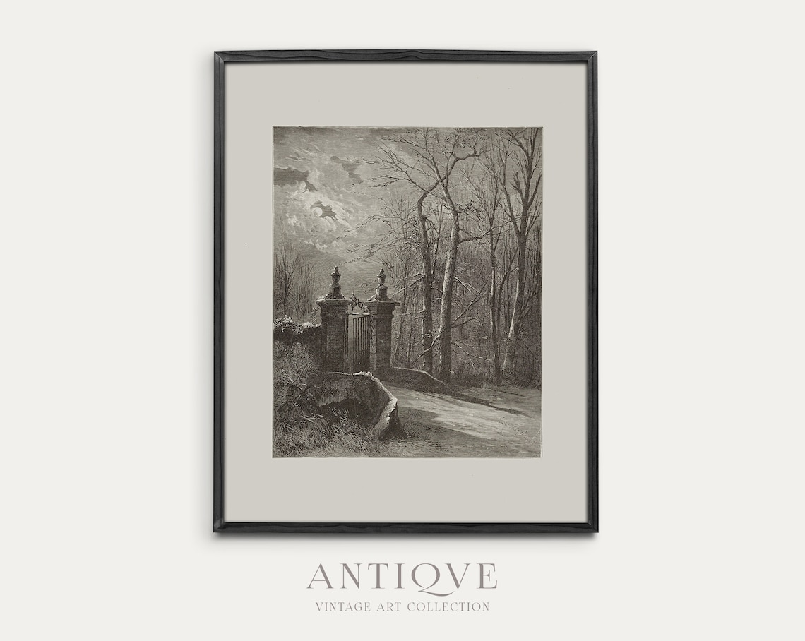 Manor Gate Sketch Dark Academia Art Print - Image 4