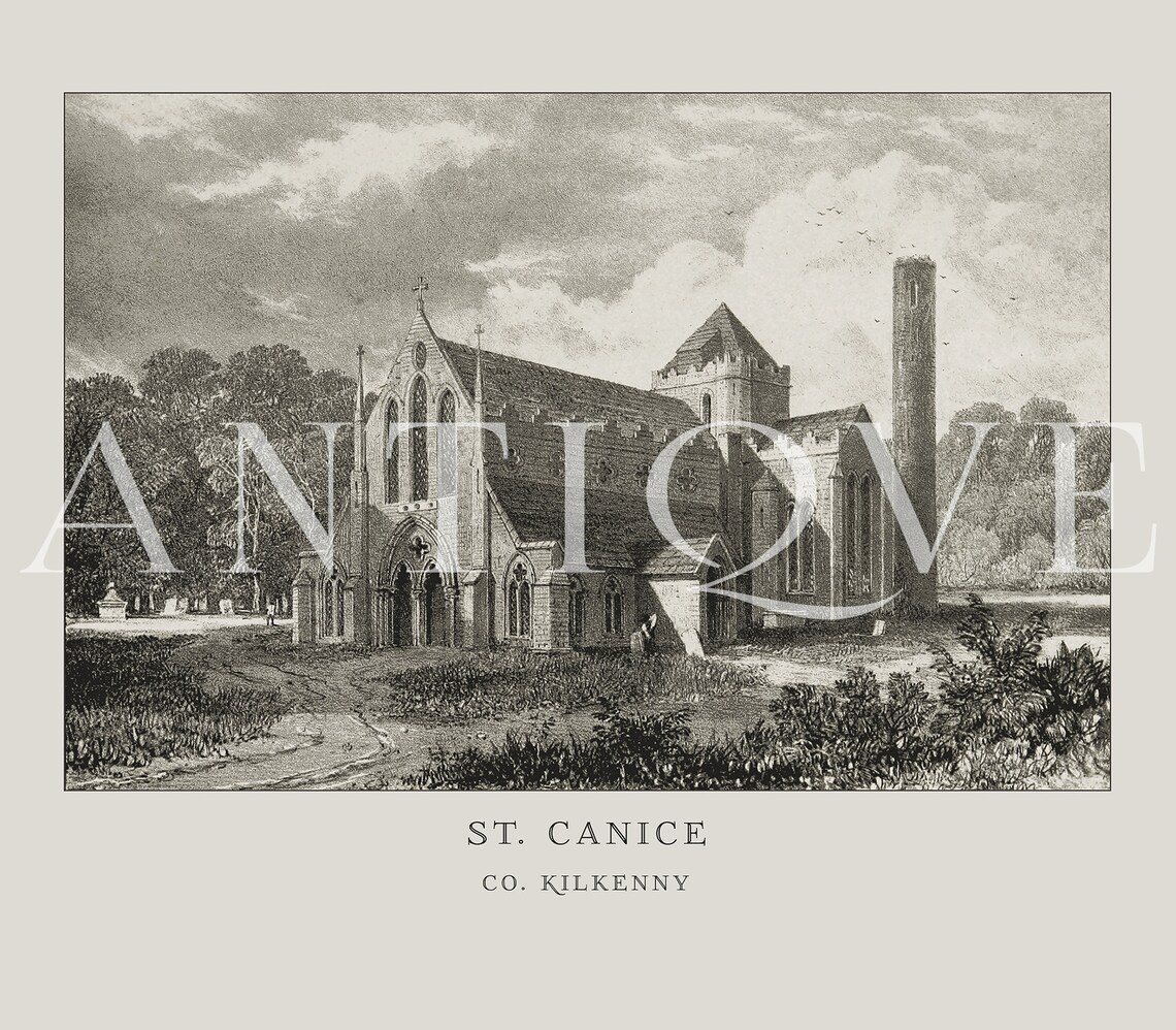 St Canice's Cathedral in Kilkenny, Vintage Travel Poster - Image 3