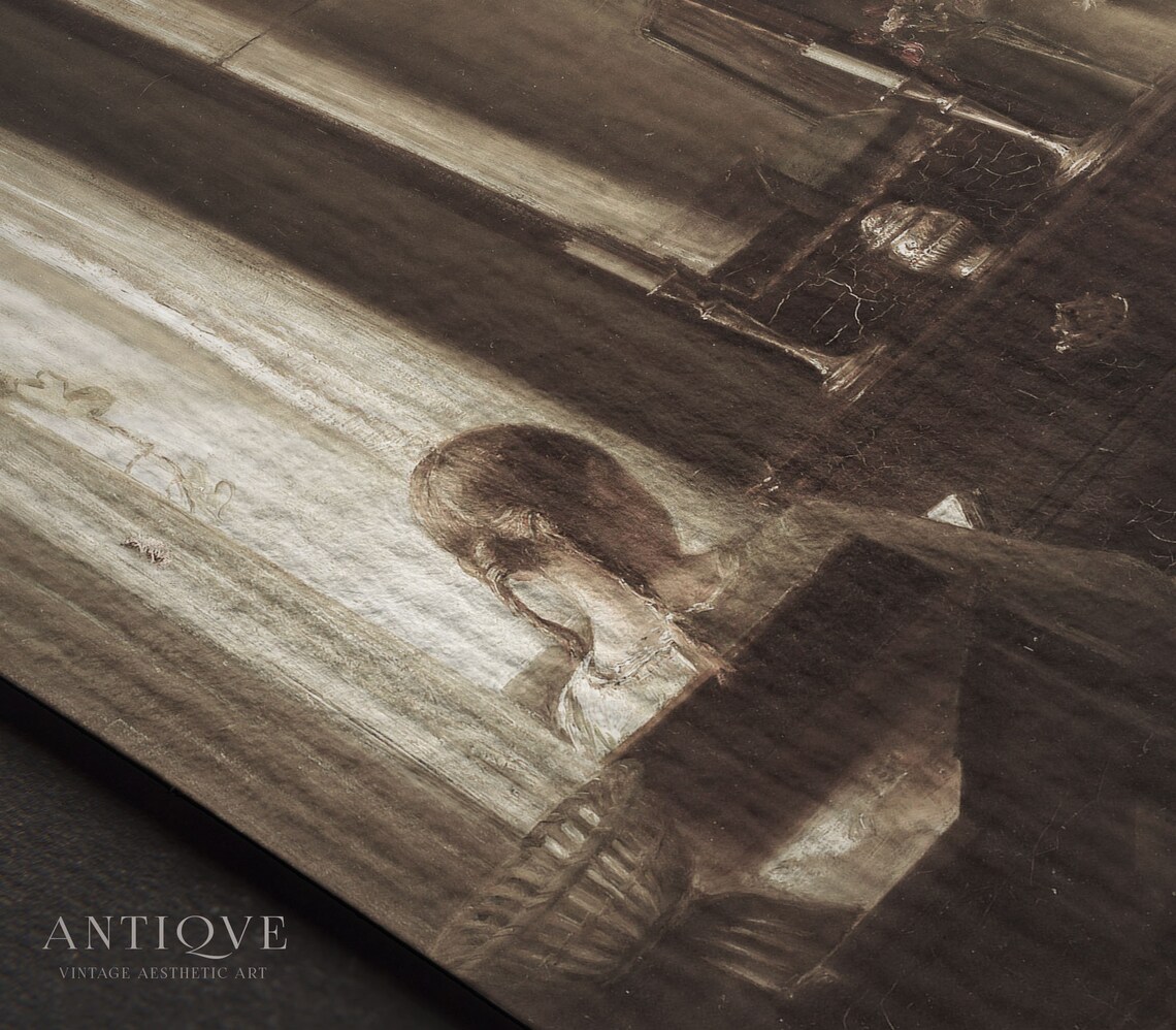 Blond Girl With Plaits Reading A Book, Vintage Art Print - Image 4