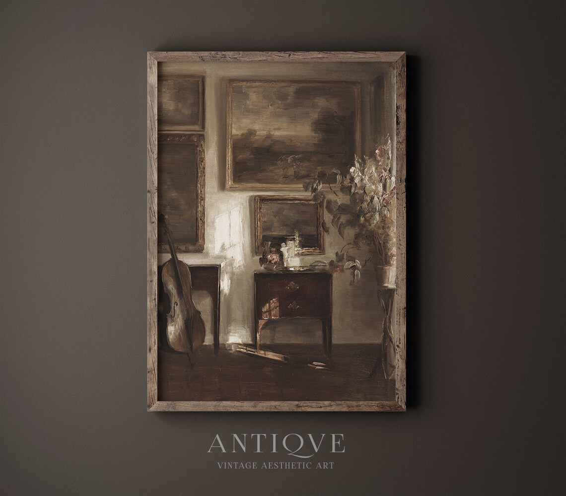 Moody Interiors Cello and Flowers Art Print - Image 4