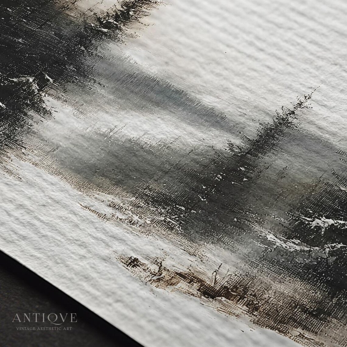 Misty Forest Landscape Painting, Rustic Christmas Decor - Image 2