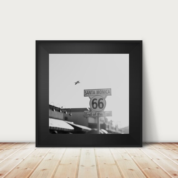 Route 66 Santa Monica Pier End of the Trail Sign Photo Poster