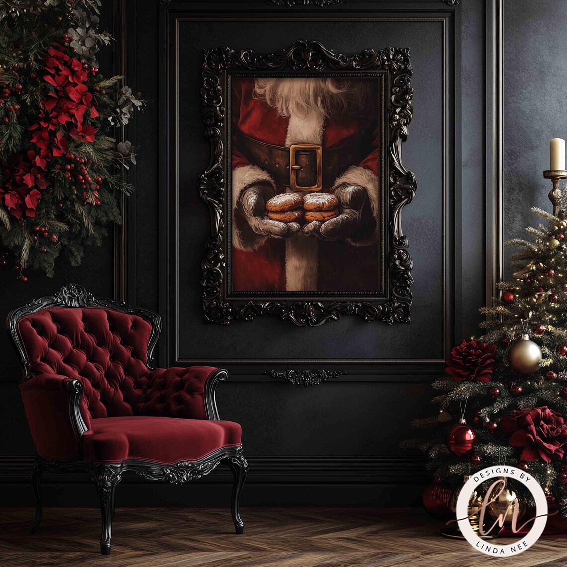 Cookies For Santa Vintage Christmas Art Print - Image 2