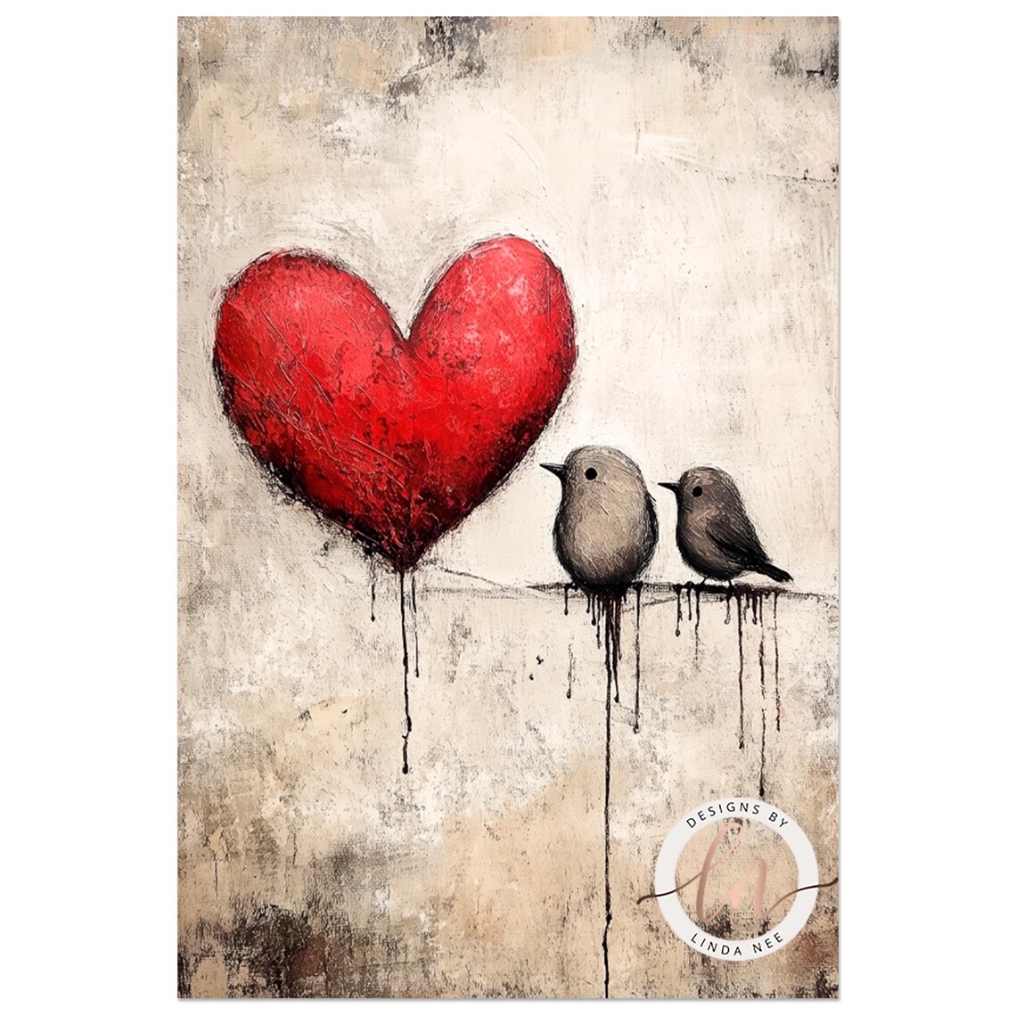 Love Birds Romantic Minimalist Valentine Art Print - Image 2
