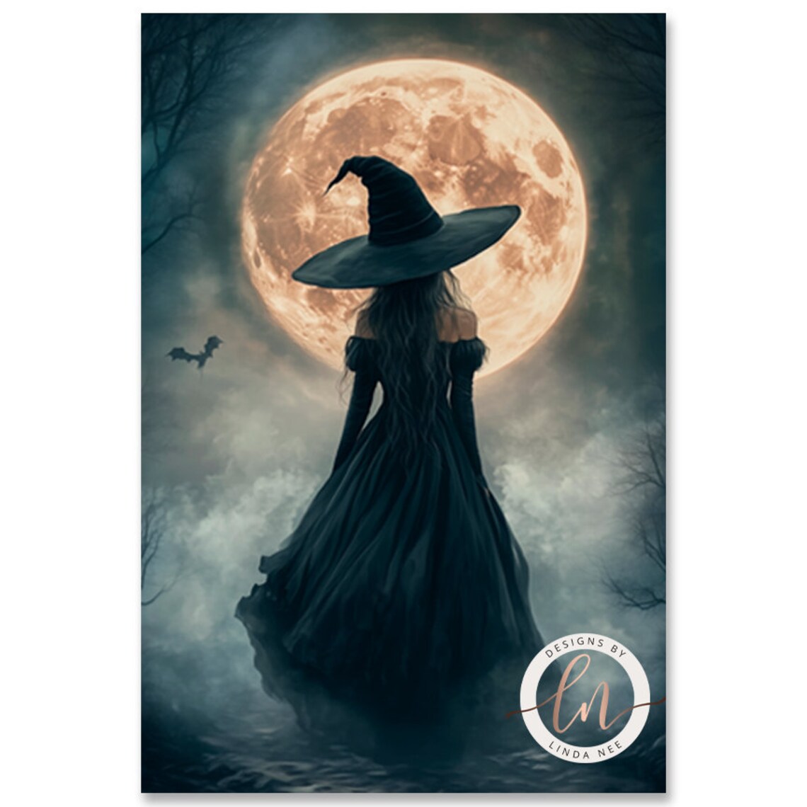Gothic Witch Forest, Dark Academia Halloween Art Print - Image 3
