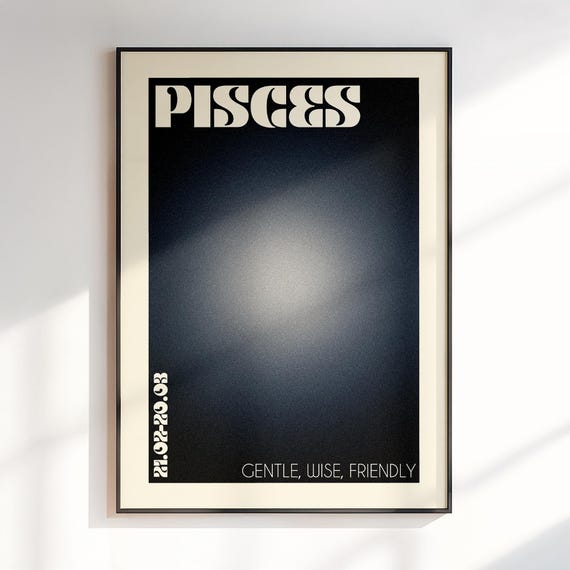 Pisces Gradient Aura Wall Art Gift For Zodiac Print Astrology Gifts