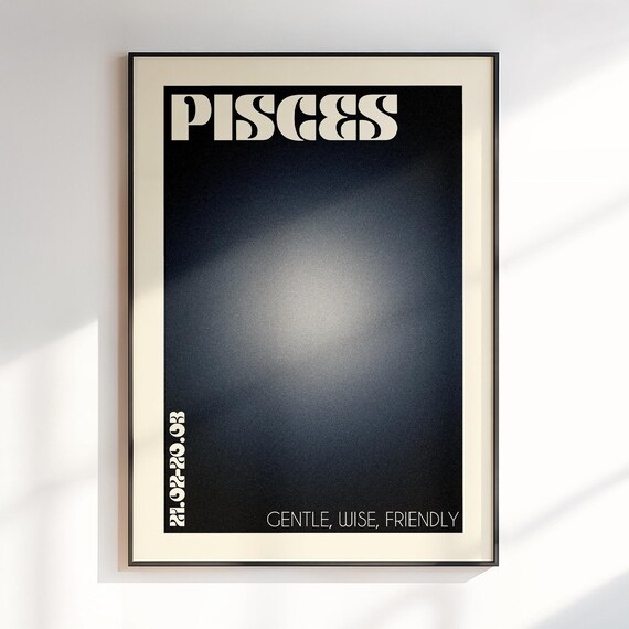 Pisces Zodiac Sign Gradient Aura Gentle Wise Friendly Poster