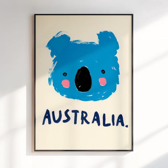 Australia City Wall Art Maximalist Print Colourful Preppy Pink Trendy Busy