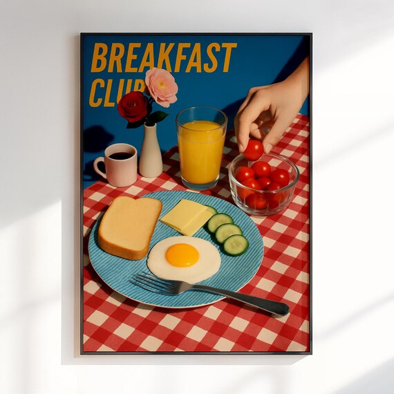 Breakfast Club Retro Pop Art Breakfast Spread Kitchen Poster