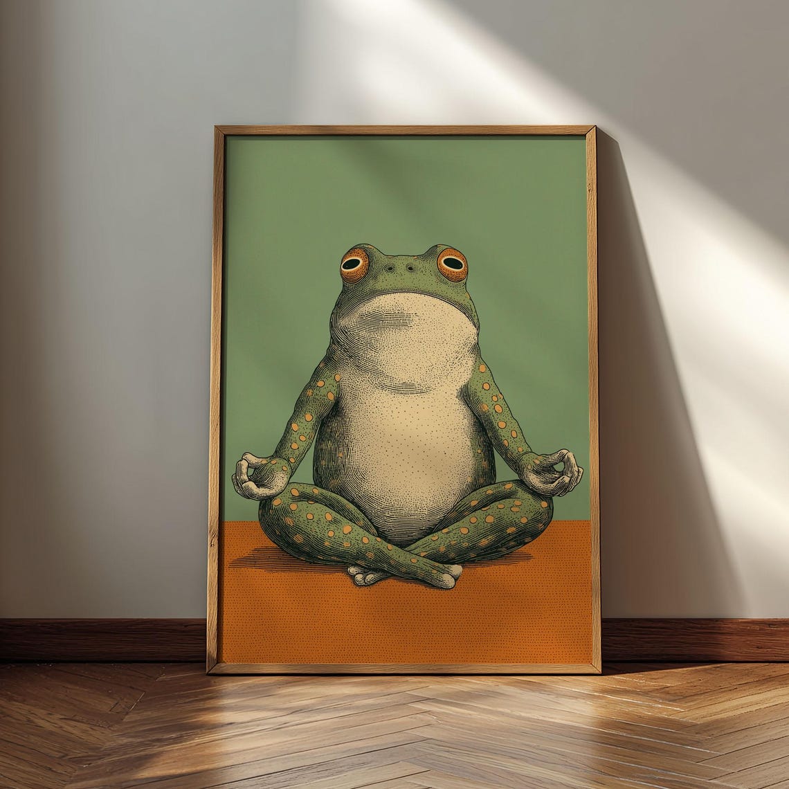 Meditating Frog Zen Lotus Pose Calm Serene Whimsical Animal Print