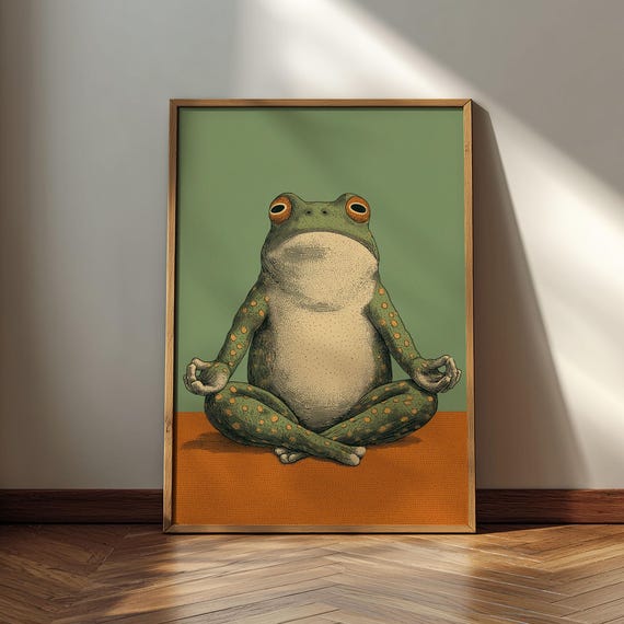 Meditating Frog Poster Whimsical Animal Print