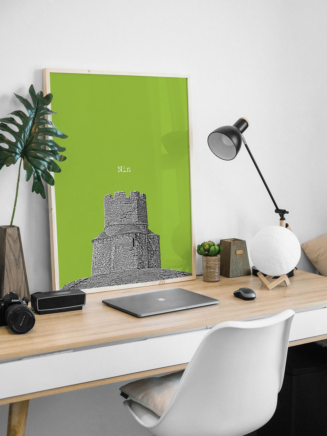 Nin Croatia Old Stone Round Tower Lime Pop Art Landmark Poster - Image 3