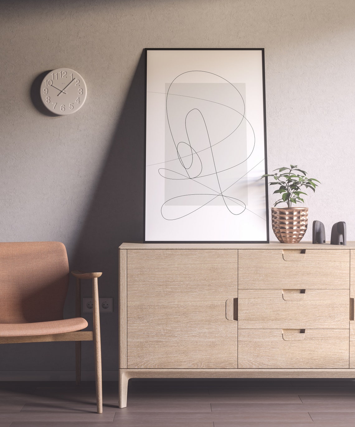 Abstract Black Line Loop Minimalist Art Poster Nordic Neutral Decor - Image 3