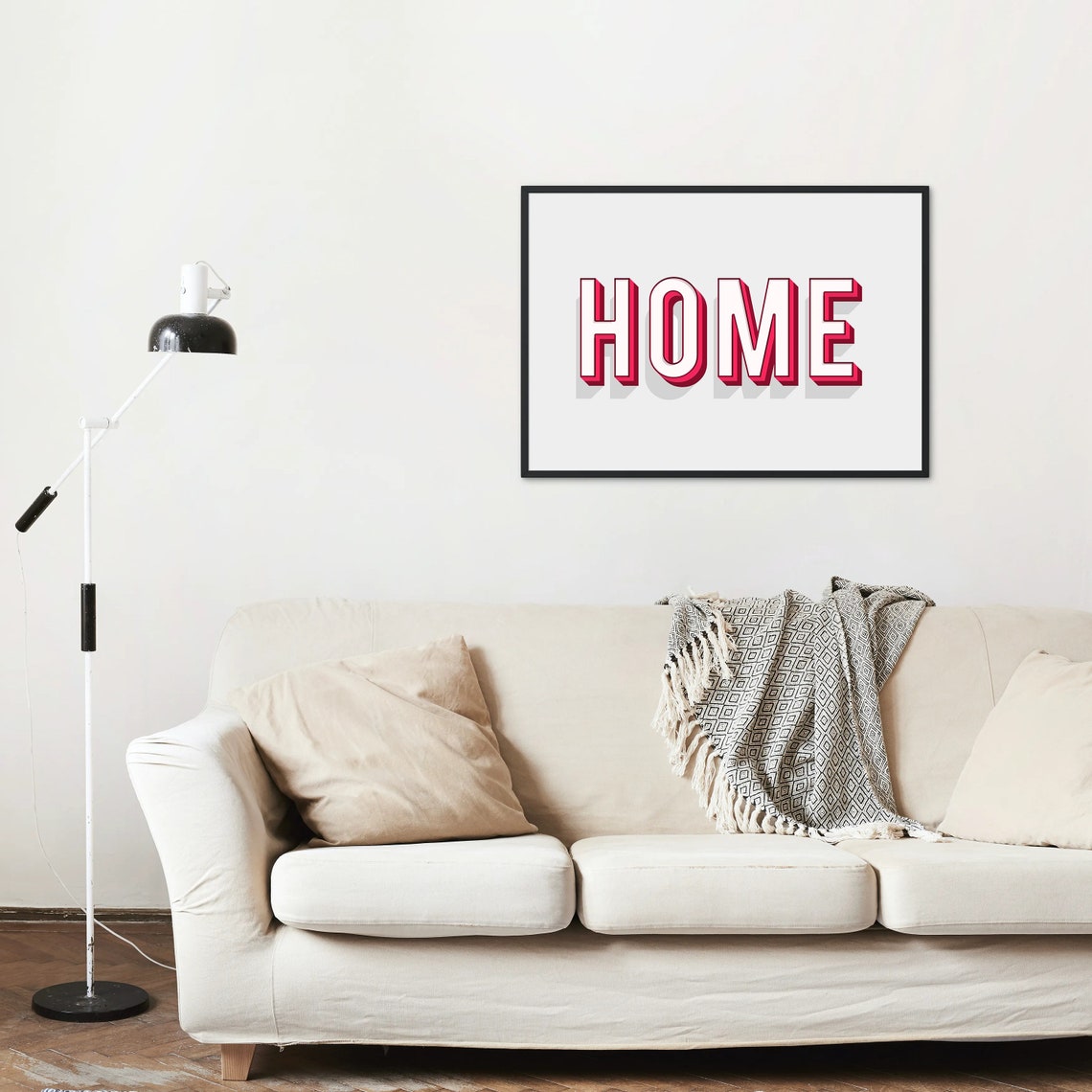 Red And White 3D Block Letters Home Typography Wall Decor Poster - Image 3