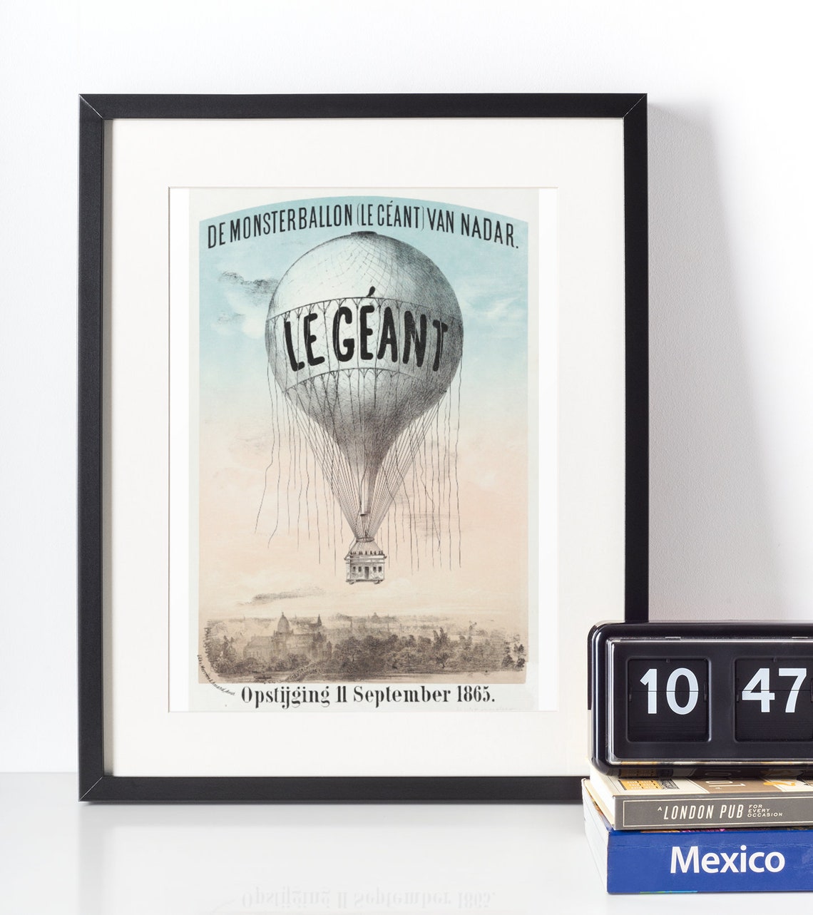 Nadar Le Geant Giant Hot Air Balloon Vintage 1865 Dutch Poster - Image 2