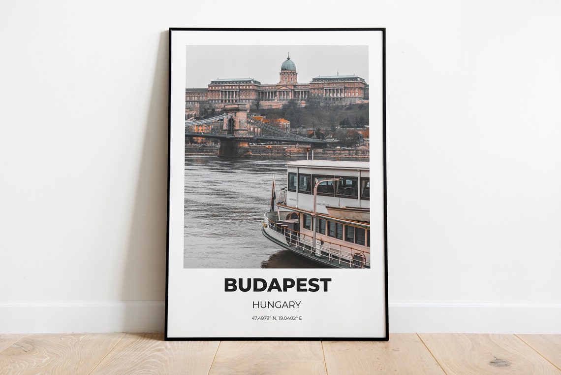 Budapest Hungary Danube Chain Bridge Castle Boat Photo Print Travel