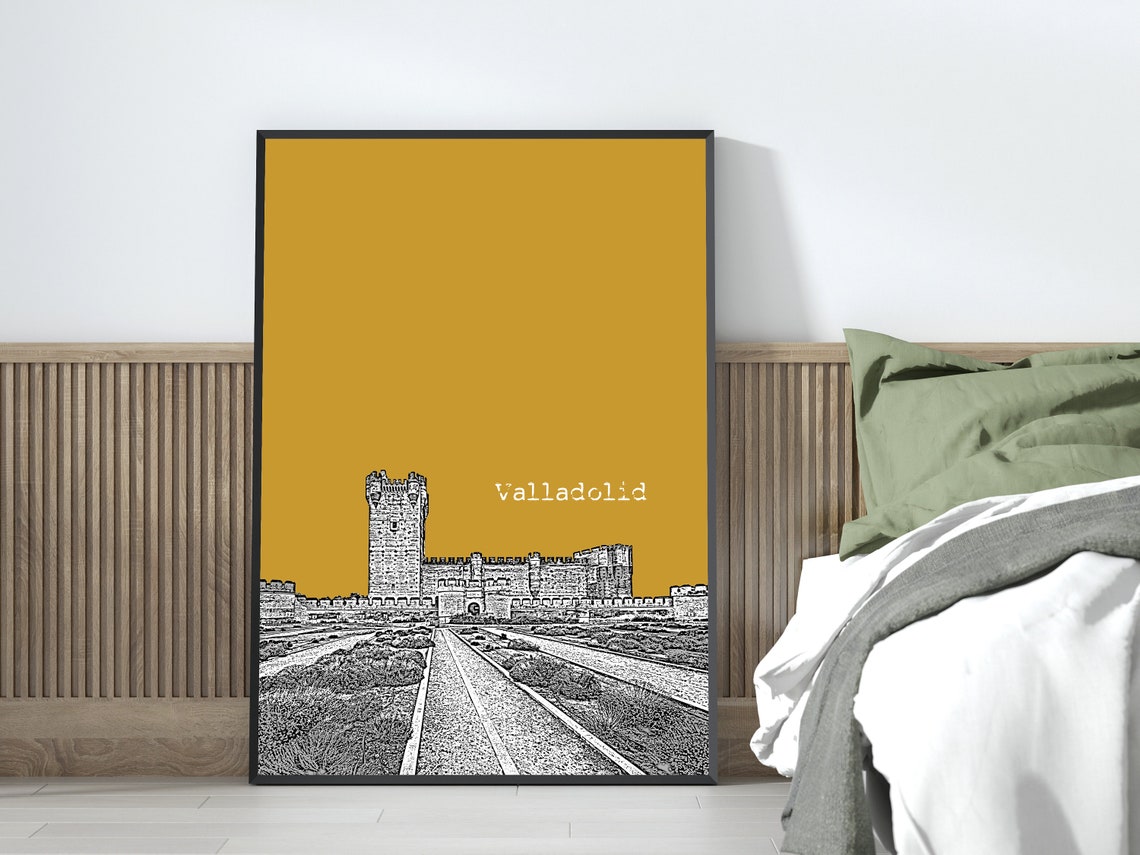 Valladolid Spain Castle Color Block Poster With Custom Sky Color - Image 3