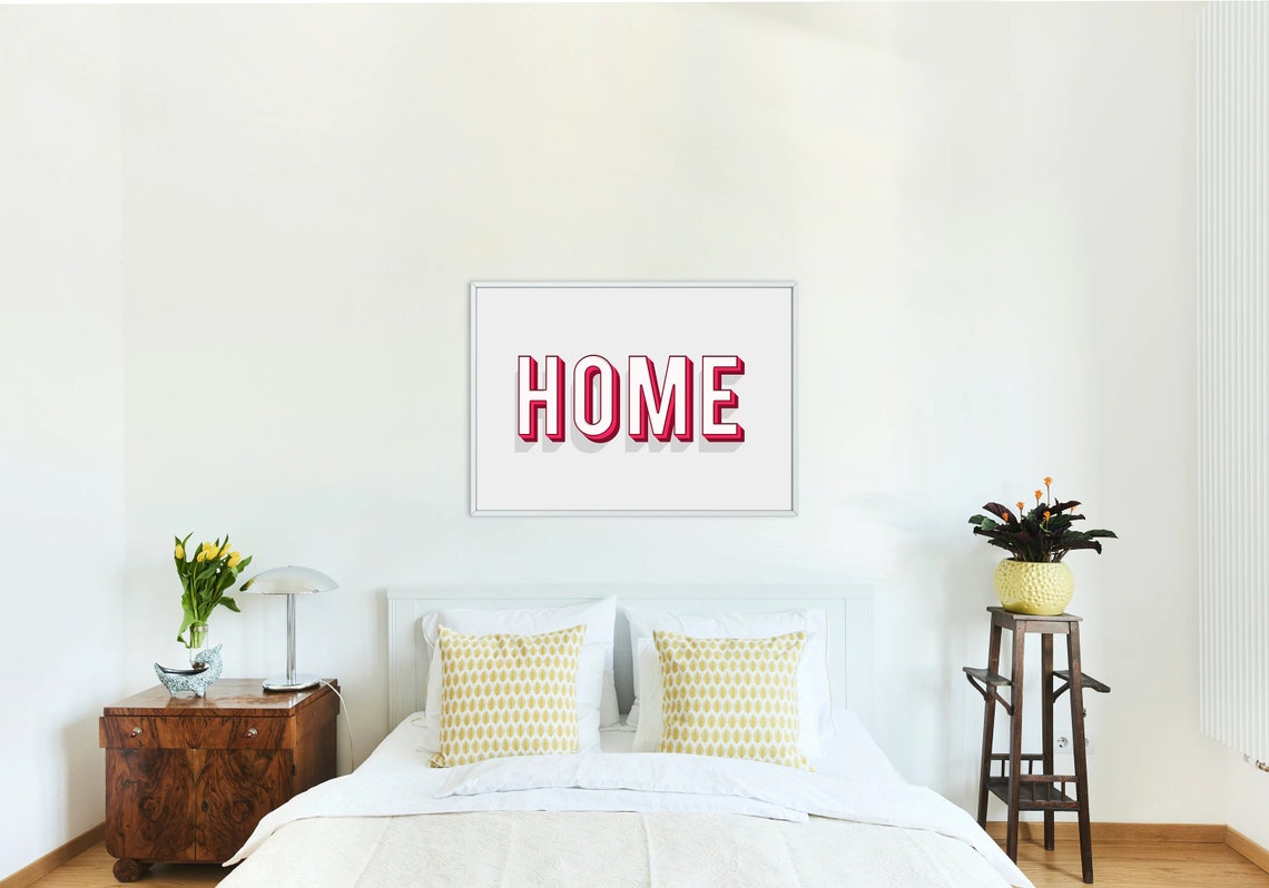 Red And White 3D Block Letters Home Typography Wall Decor Poster - Image 2