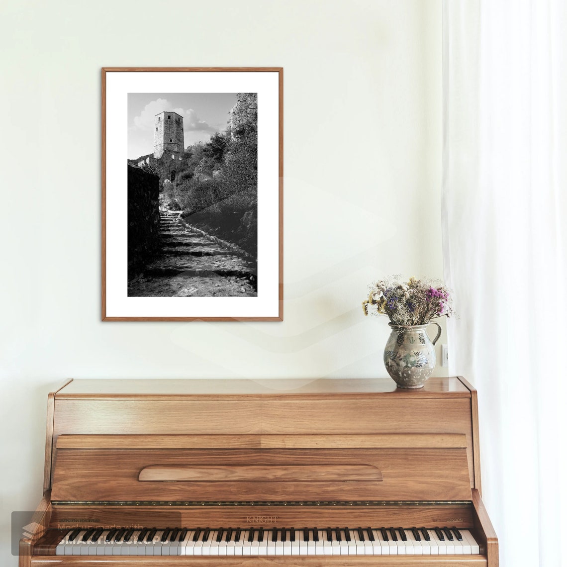Medieval Stone Tower Black and White Fine Art Photography Poster - Image 3