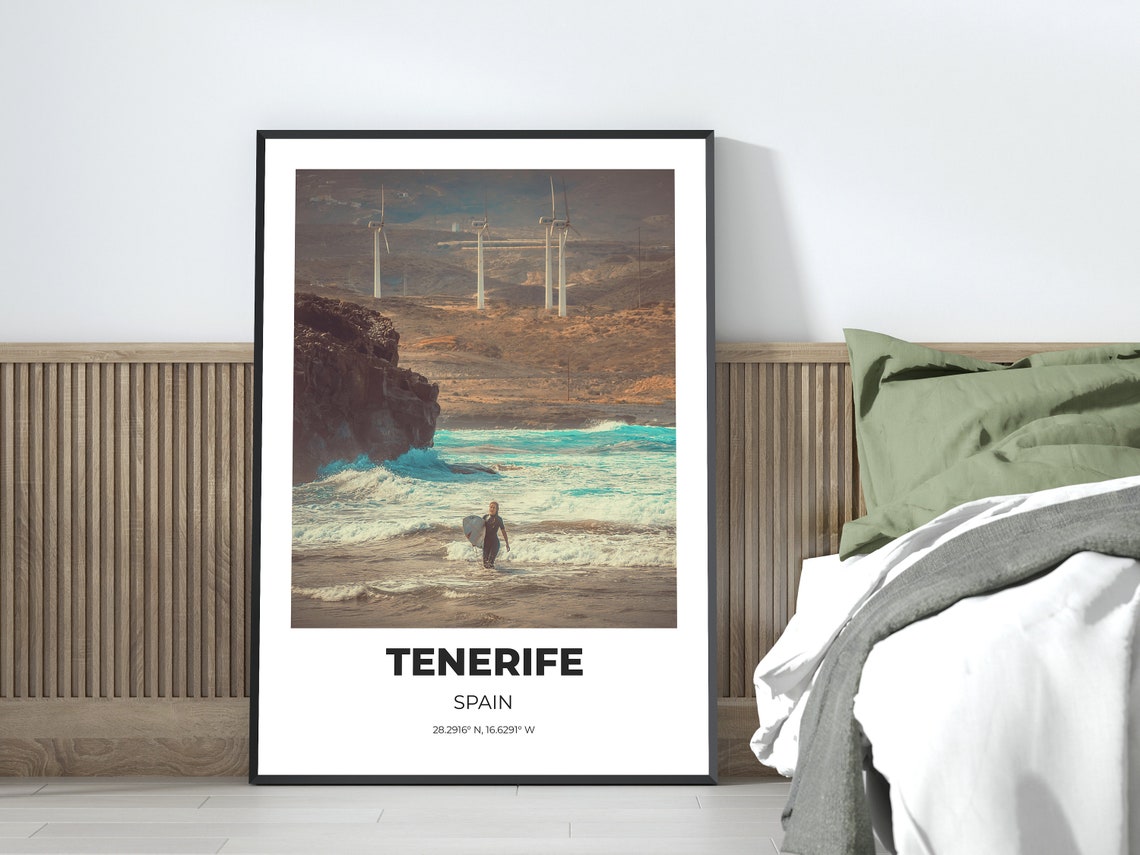 Tenerife Spain Surf Travel Print Surfer Beach Photography Wall Decor - Image 3