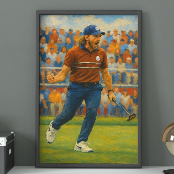 Tommy Fleetwood Ryder Cup Team Europe Golf Painting Victory Poster