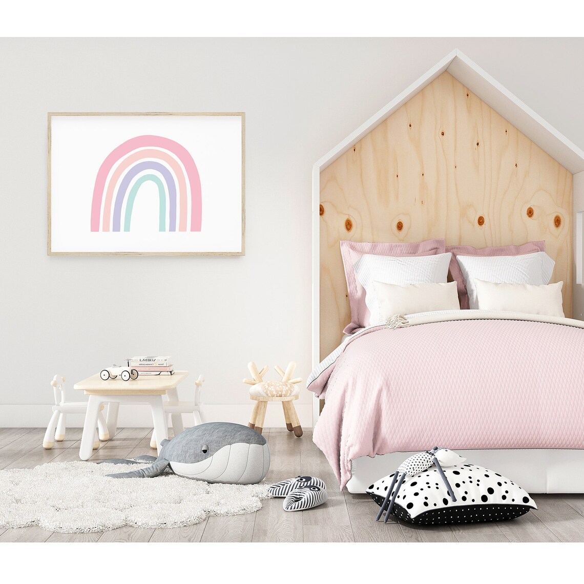 Girls Rainbow Nursery Decor, Pastel Rainbow Art Print - Image 3