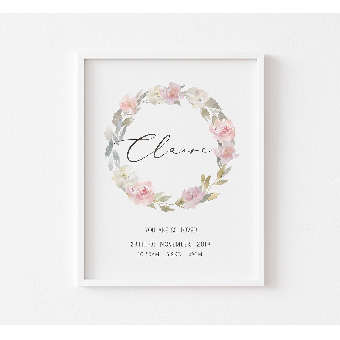 Girls Nursery Floral Personalized Name Art Print - Image 2