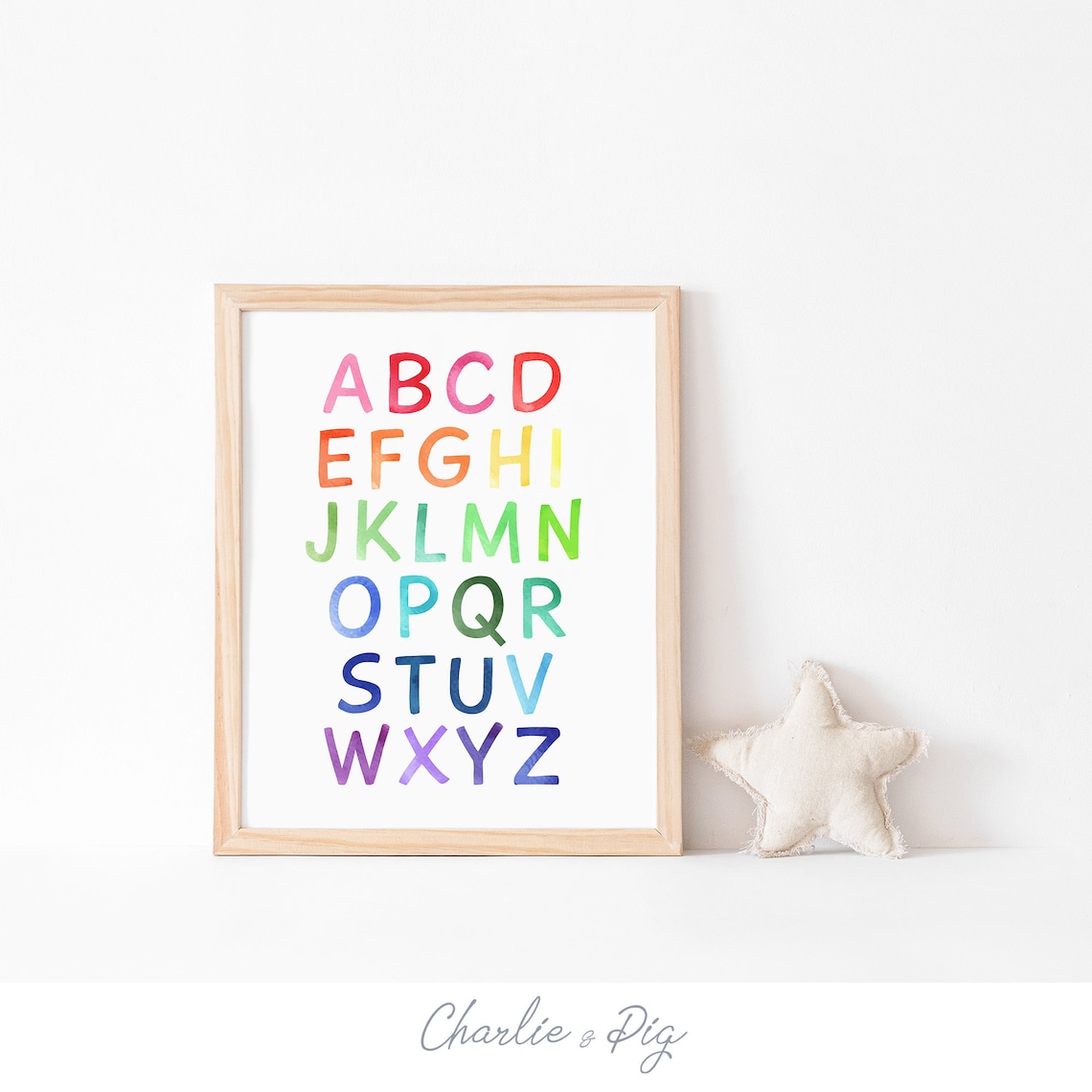 Rainbow Alphabet Watercolor Poster, Playroom Decor - Image 2