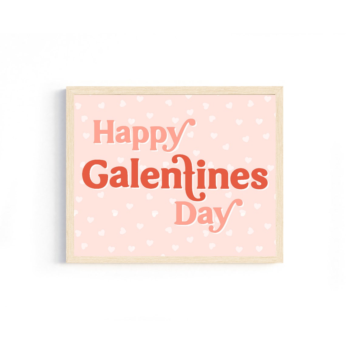 Happy Galentines Day Retro Red Serif Hearts Party Wall Art Poster