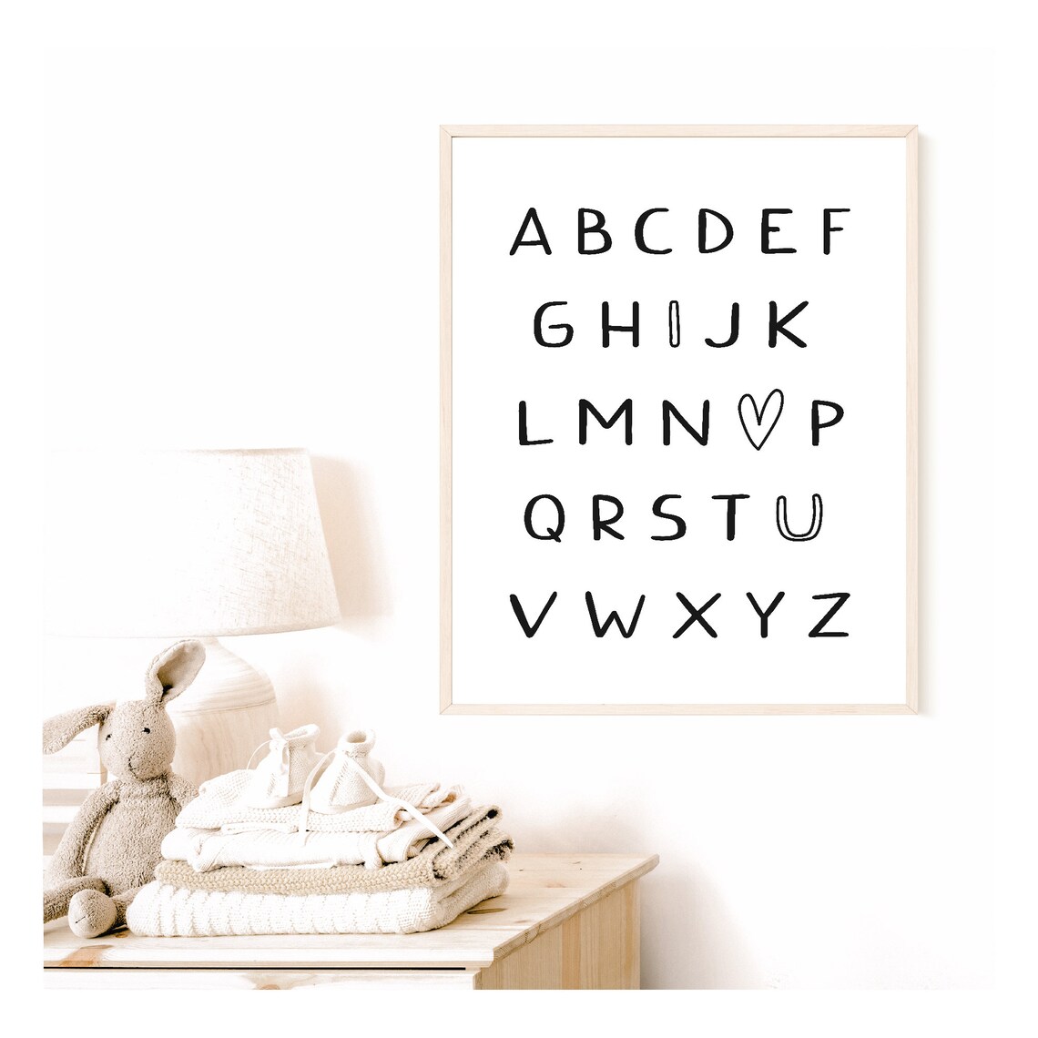 Black And White I Love You Alphabet Art Print