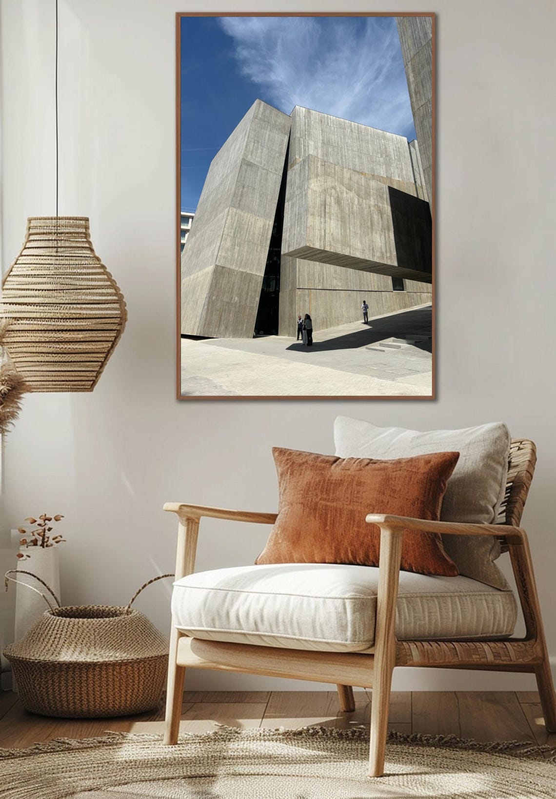 Brutalist Concrete Architecture Blue Sky Modern Building Photo Poster - Image 4