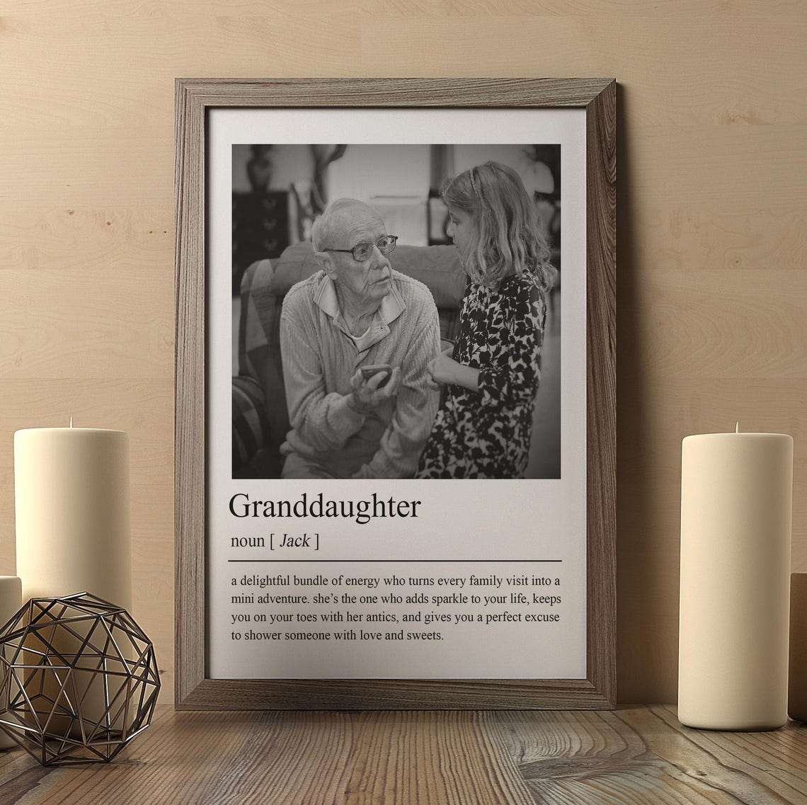 Personalized Granddaughter Photo Dictionary Definition Gift Poster - Image 2