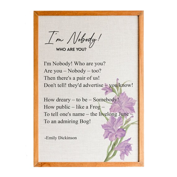 Emily Dickinson I Am Nobody Who Are You Gladiola Poem Poster