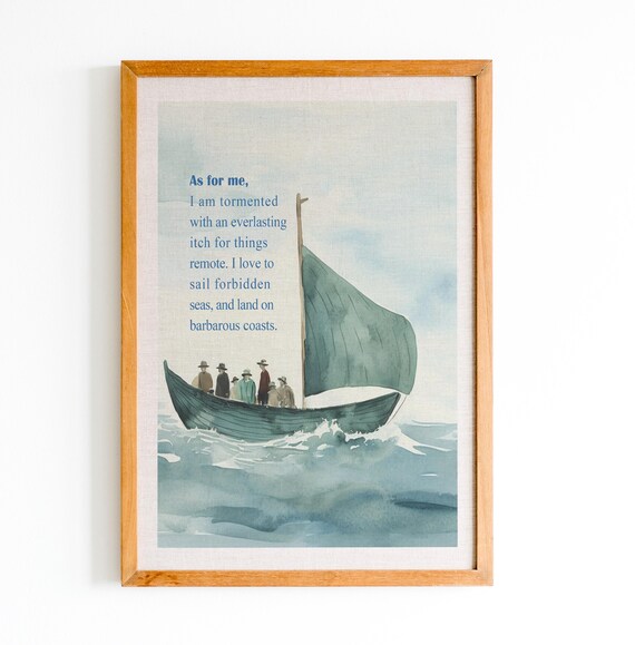 Moby Dick Or The Whale Quote Print Herman Melville Poster As For Me I Am Tormented Quote Classic Literature Quote