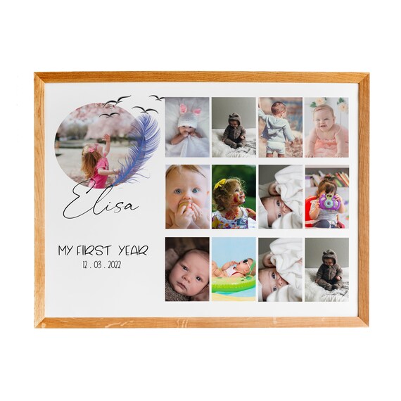Personalized Baby My First Year 12 Month Photo Collage Keepsake Poster