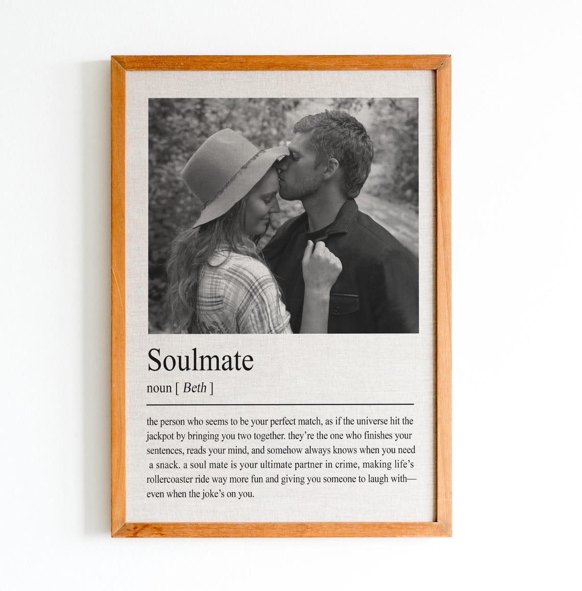 Personalized Soulmate Photo Dictionary Definition Romantic Gift Poster
