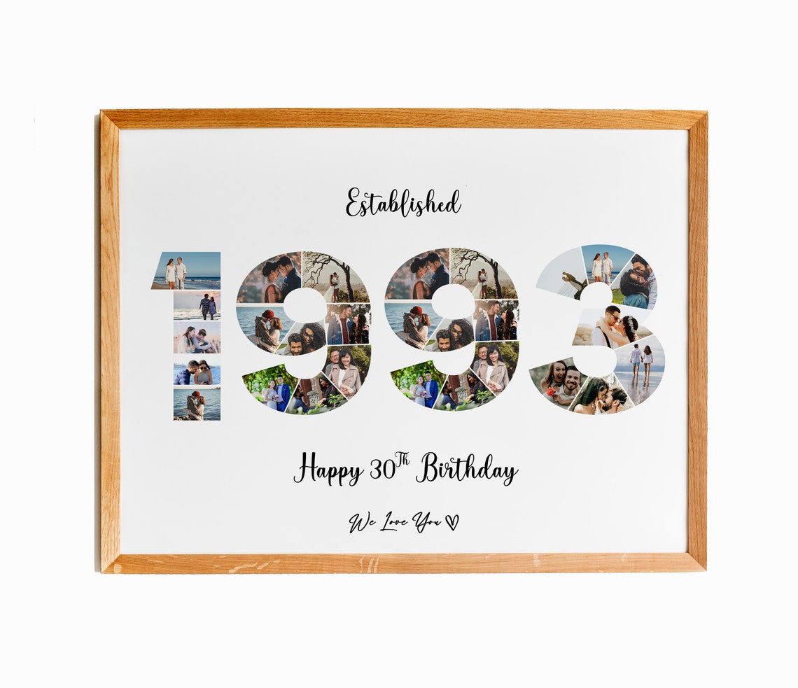 1993 Number Photo Collage 30th Birthday Keepsake Personalized Poster
