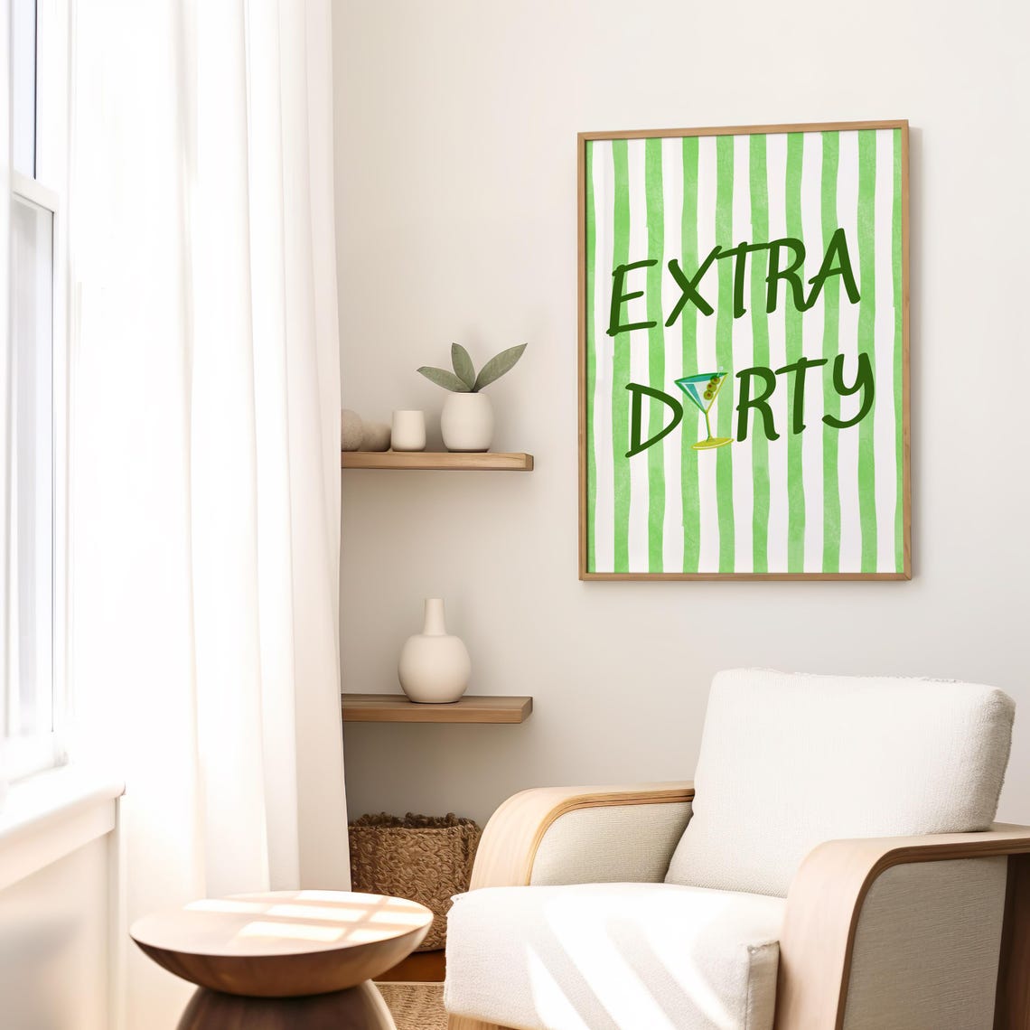Extra Dirty Martini Green Stripe Bold Quote Cocktail Bar Cart Poster - Image 2
