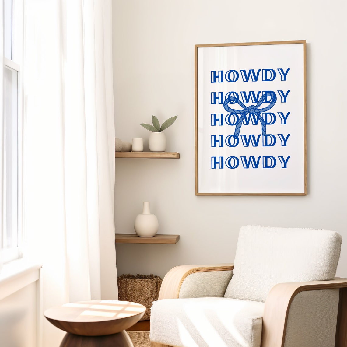 Howdy Blue Typography Western Denim Rope Bow Cowgirl Charm Poster - Image 2