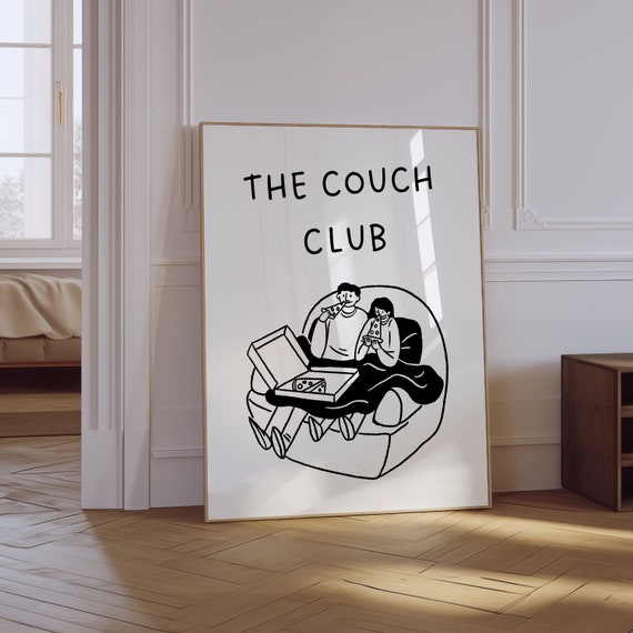 The Couch Club Print Trendy Living Room Decor Cute Quote Art Aesthetic Apartment Wall Art Trendy Retro Couple Print