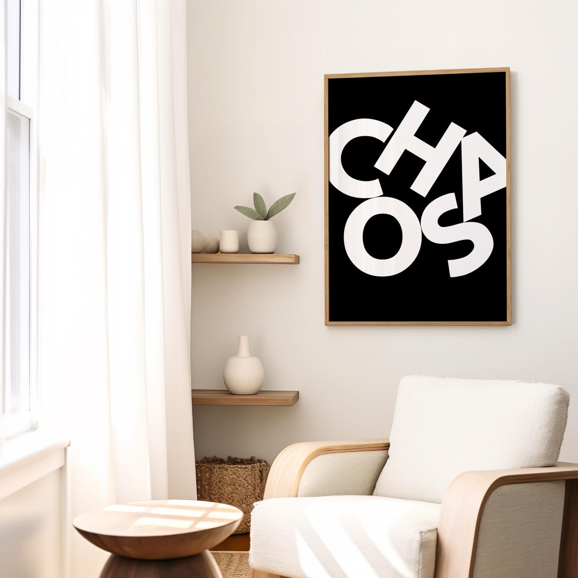 Chaos Bold White Scattered Typography Black Maximalist Poster