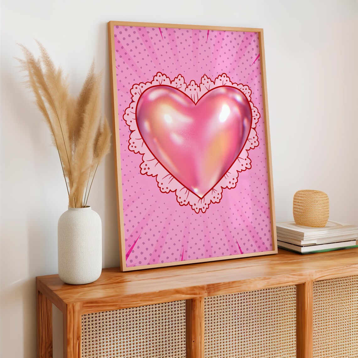 Coquette Aesthetic Balletcore Pink Heart Art Print - Image 2
