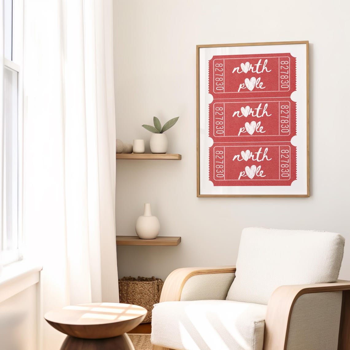 North Pole Ticket Print Trendy Christmas Print Funny Retro Festive Poster Holiday Decor Red Christmas Wall Decor - Image 2